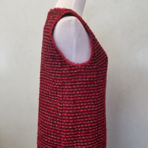 NWT ANN TAYLOR Fringe tweed shift sleeveless dress women's size 2 Petite (F5) - Picture 5 of 8